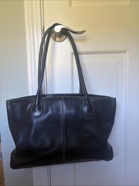 J. Crew Classic Black Leather Tote Bag